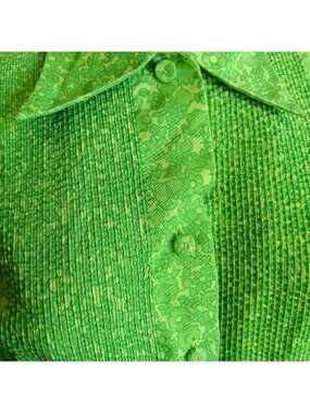 True Vintage Top Small Shirt SMall 32 ULTRA THIN PRINT GREEN Top Shirt USA